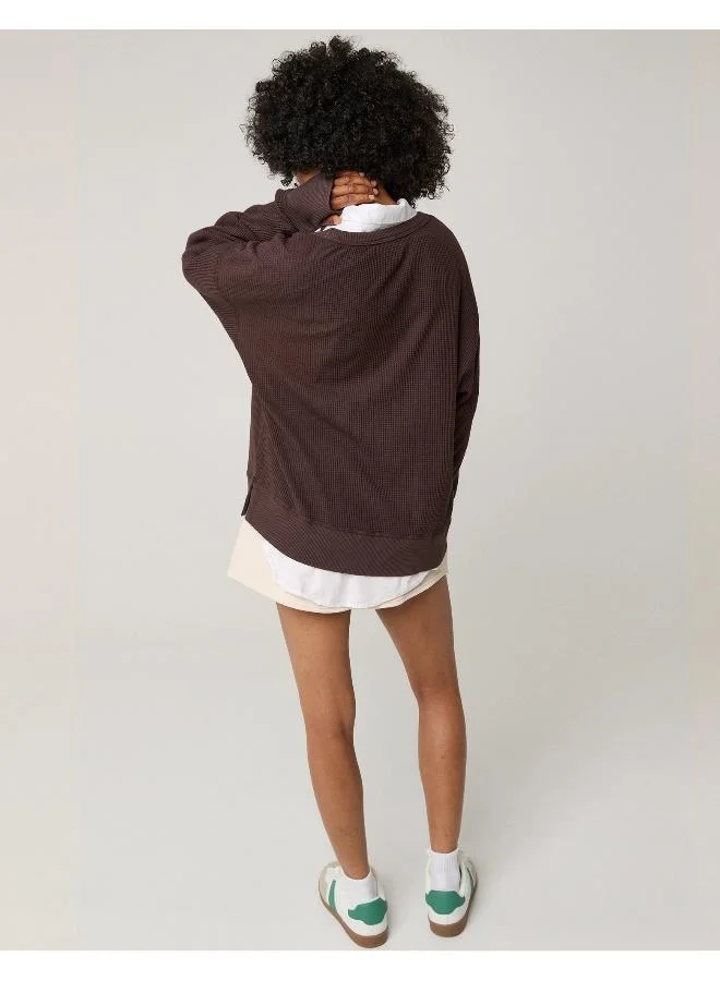 Aerie MIDNIGHT SKY OFFLINE By Aerie Oversized Wow! Waffle T-Shirt for Women | Best Price UAE
