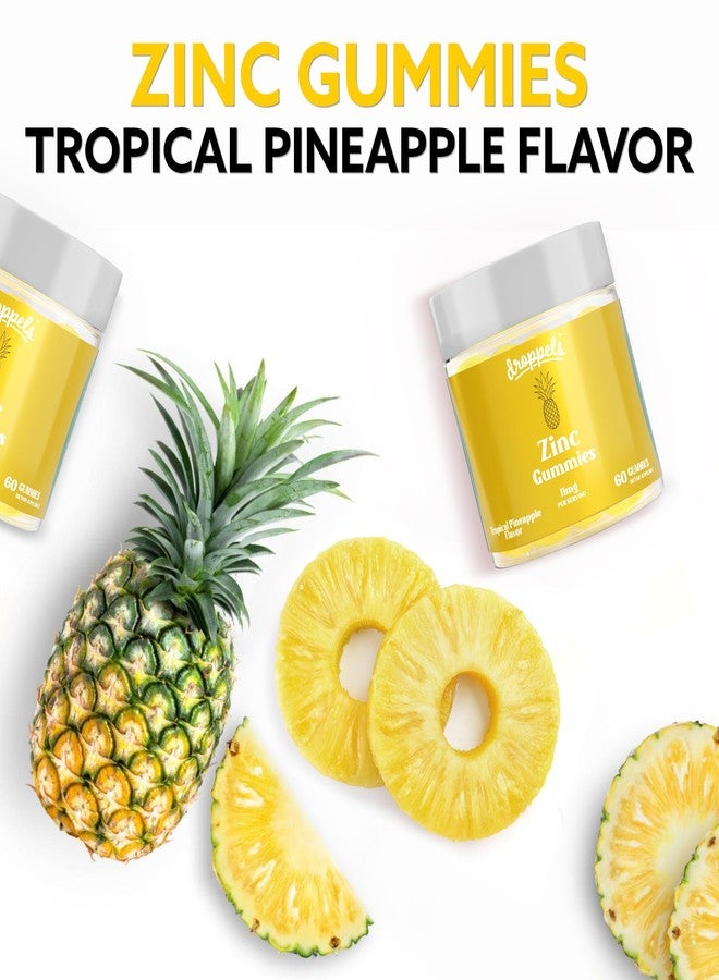 Droppels Zinc Citrate Gummies 11mg – Immune Support & Skin Health Supplement | Vegan, Plant-Based, Gluten Free, Gelatin Free, Non-GMO | Tropical Pineapple Chewable Zinc for Adults, 60 Count - Image 2