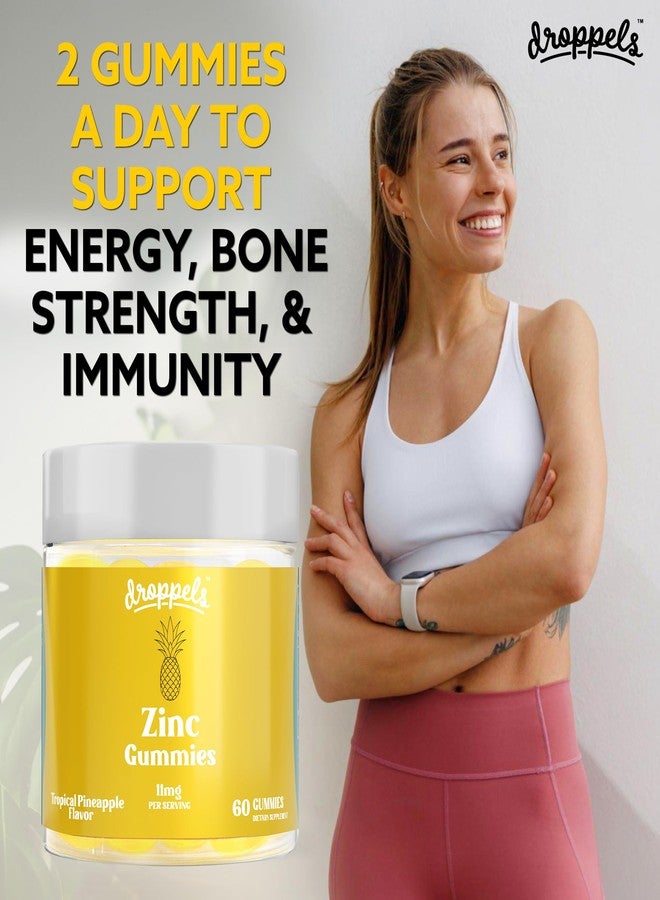 Droppels Zinc Citrate Gummies 11mg – Immune Support & Skin Health Supplement | Vegan, Plant-Based, Gluten Free, Gelatin Free, Non-GMO | Tropical Pineapple Chewable Zinc for Adults, 60 Count - Image 4