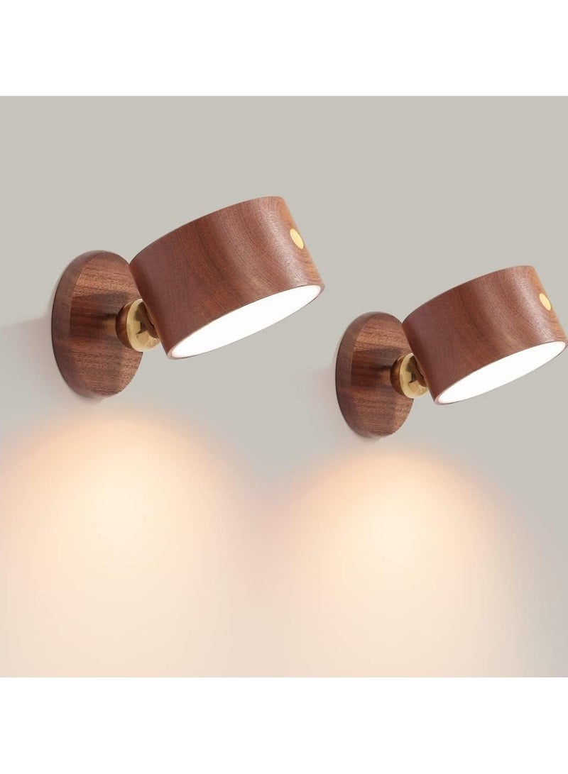 general 2-Piece LED Wall-Mounted Reading Lamp Set Wireless Wall Lamp with USB Charging Port Rechargeable Battery 360° Rotating Magnetic Ball Touch Control Bedside Study Desk Lamp - Image 1