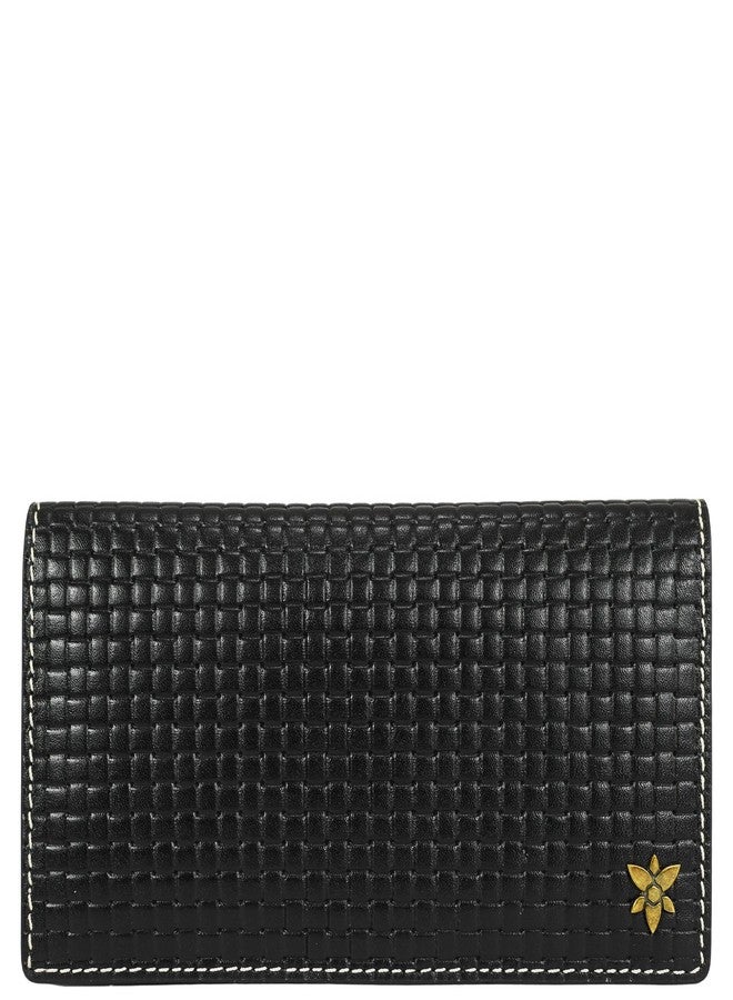 Anna by Anuschka Heritage Collection Women's Genuine Leather Two Fold Clutch Wallet - Basket Embossed Black - Image 1