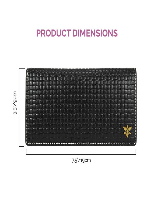 Anna by Anuschka Heritage Collection Women's Genuine Leather Two Fold Clutch Wallet - Basket Embossed Black - Image 5