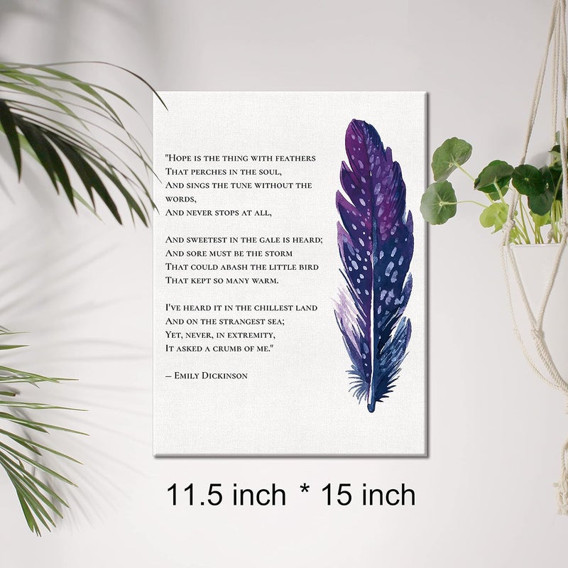 JerLoe Motivational Canvas Wall Art - Hope is the Thing with Feathers - Image 2