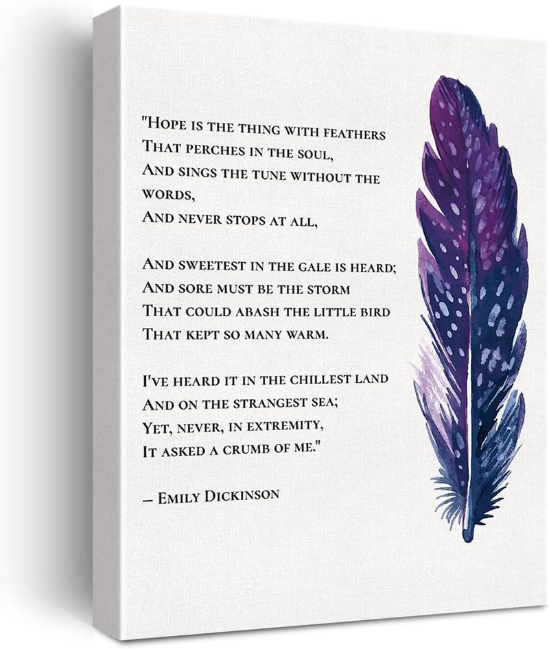 JerLoe Motivational Canvas Wall Art - Hope is the Thing with Feathers - Image 1