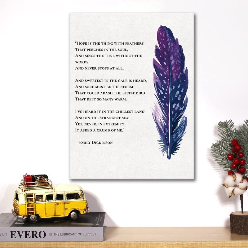 JerLoe Motivational Canvas Wall Art - Hope is the Thing with Feathers - Image 5