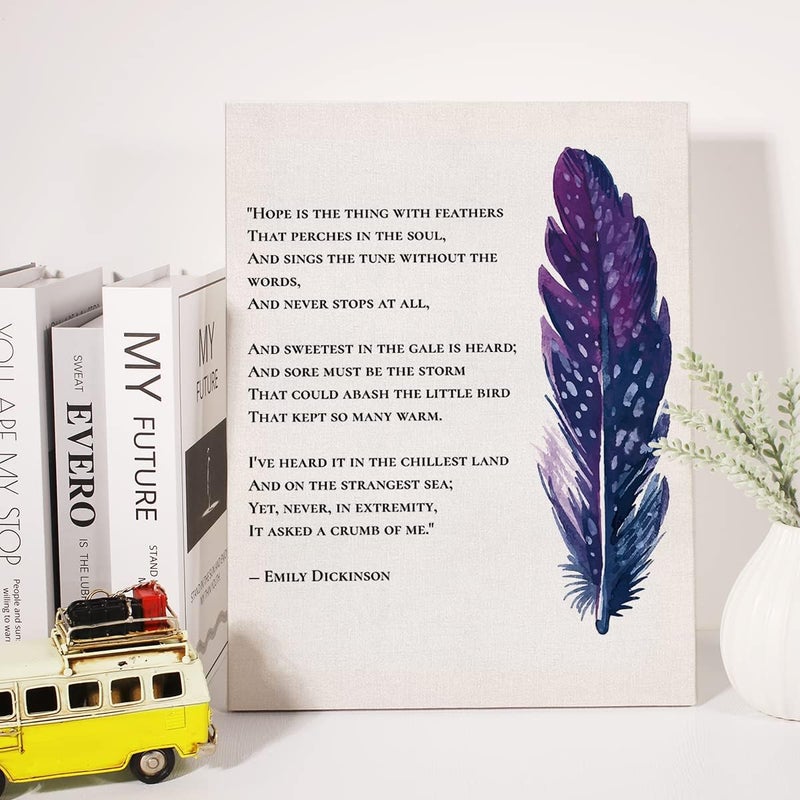 JerLoe Motivational Canvas Wall Art - Hope is the Thing with Feathers - Image 4