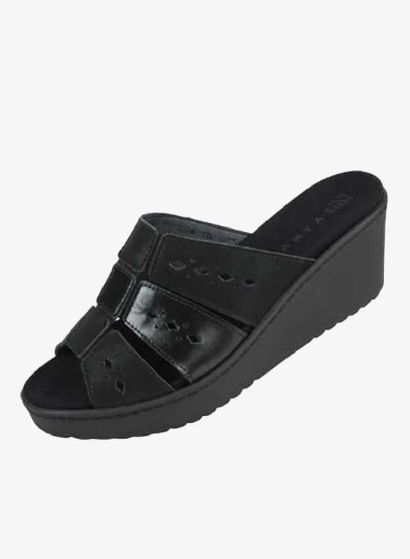 Zayna Black 221-377 Zayna Ladies Wedge Sandals Milan 21509PT Black for Women | Best Price UAE