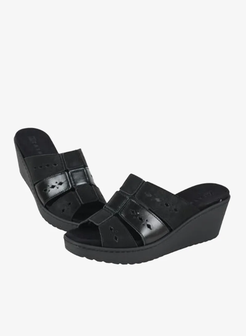 Zayna Black 221-377 Zayna Ladies Wedge Sandals Milan 21509PT Black for Women | Best Price UAE