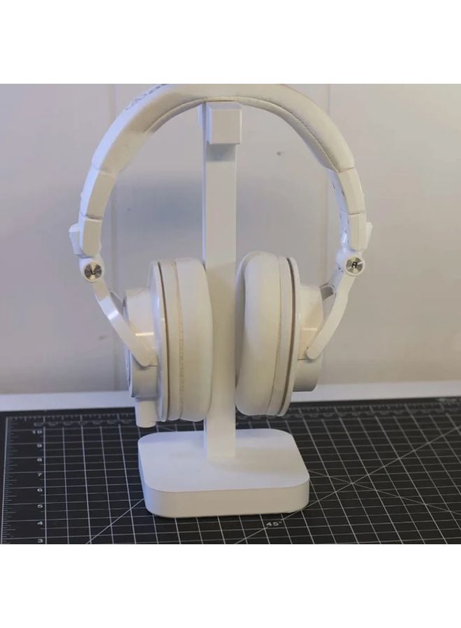 Modern White Headphone Stand Durable Plastic Desktop Holder With Sturdy Base - Image 5