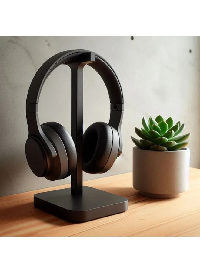 Modern White Headphone Stand Durable Plastic Desktop Holder With Sturdy Base - Image 2