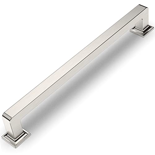 Amerdeco 10 Pack Brushed Satin Nickel Cabinet Pulls 7 Inch Hole Centers Kitchen Cabinet Handles Cabinet Hardware Kitchen Handles for Cabinets Cupboard Handles Drawer Pulls ZH0019 - Image 1
