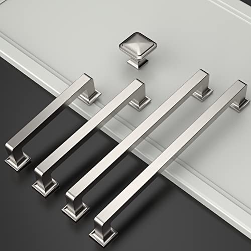 Amerdeco 10 Pack Brushed Satin Nickel Cabinet Pulls 7 Inch Hole Centers Kitchen Cabinet Handles Cabinet Hardware Kitchen Handles for Cabinets Cupboard Handles Drawer Pulls ZH0019 - Image 3