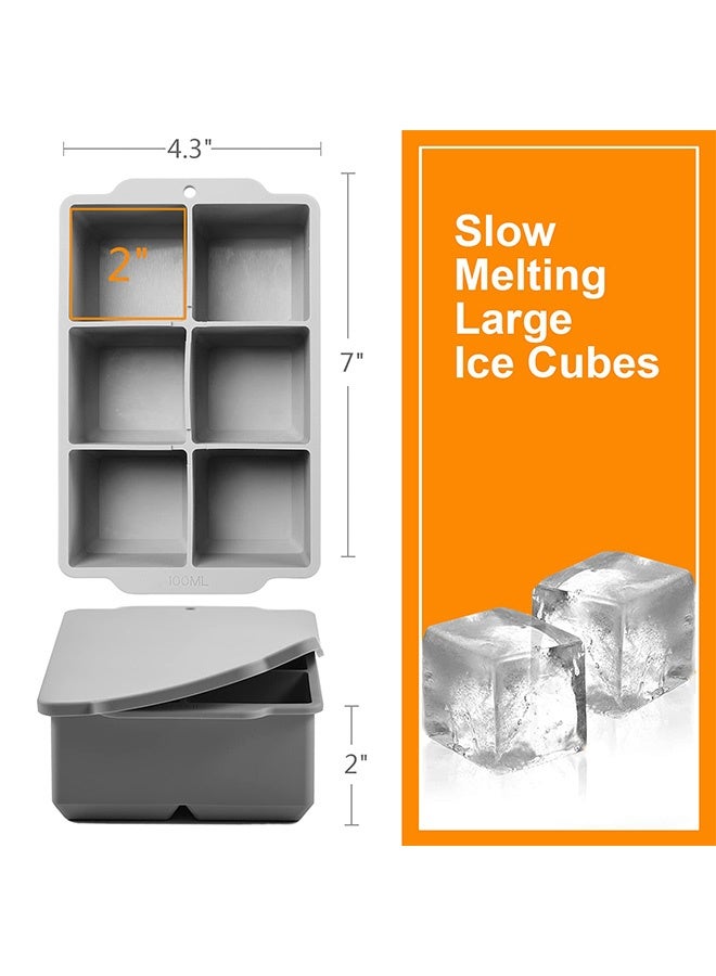 Peachjoy Large Ice Cube Tray with Lid, Stackable Big Silicone Square Ice Cube Mold for Frozen Treats, Easy Release BPA Free - Image 3