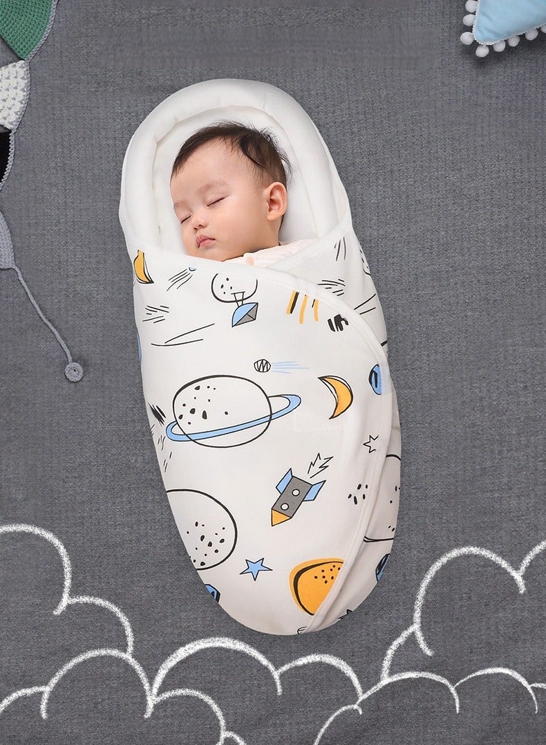 Y&D Premium Soft Cotton Baby Swaddle Blankets, Unisex Baby Blanket Wrap for Newborn Baby Boys Girls, Skin Friendly Wearable Swaddling Sleep Sack Calms Startle Reflex (Planet, White, 0-3 Months) - Image 2