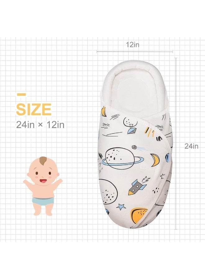 Y&D Premium Soft Cotton Baby Swaddle Blankets, Unisex Baby Blanket Wrap for Newborn Baby Boys Girls, Skin Friendly Wearable Swaddling Sleep Sack Calms Startle Reflex (Planet, White, 0-3 Months) - Image 3
