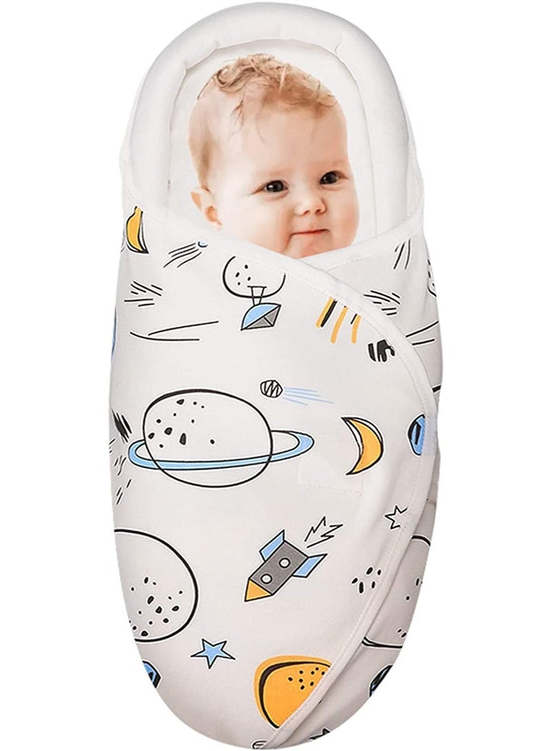 Y&D Premium Soft Cotton Baby Swaddle Blankets, Unisex Baby Blanket Wrap for Newborn Baby Boys Girls, Skin Friendly Wearable Swaddling Sleep Sack Calms Startle Reflex (Planet, White, 0-3 Months) - Image 1