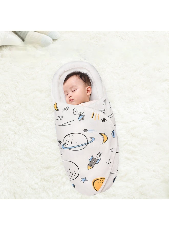 Y&D Premium Soft Cotton Baby Swaddle Blanket, Unisex Skin-Friendly Wearable Swaddle Sleep Sack for Newborn Boys & Girls, Calms Startle Reflex (Planet, White, 0-3 Months) - Image 2