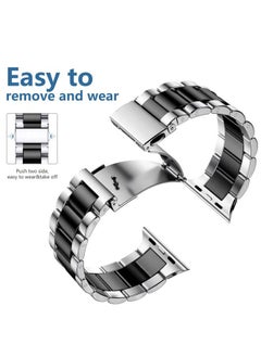 Lerobo Compatible for Apple Watch Band 45mm 44mm 49mm 42mm 41mm 40mm 38mm,Solid Stainless Steel Metal Band for Apple with 2 Pack Protective Cases for Apple Watch Series 9 8 7 6 5 4 3-1 SE Men Women  - Image 3