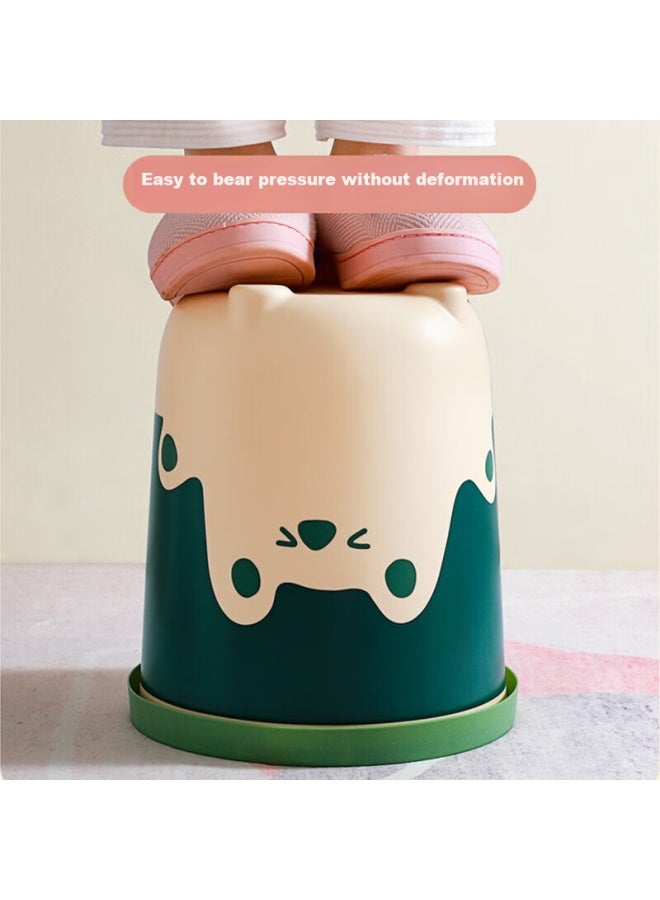 Mengting Creative Trash Can With Press Ring, Large Cartoon Style For Home And Office, Living Room Wastebasket, High Capacity, Green, 9972 - Image 4