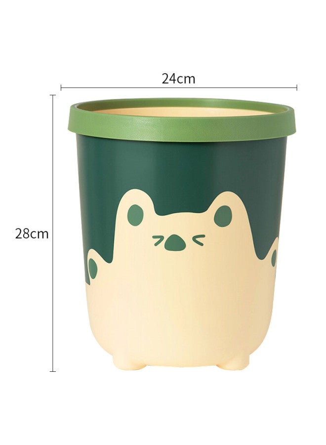 Mengting Creative Trash Can With Press Ring, Large Cartoon Style For Home And Office, Living Room Wastebasket, High Capacity, Green, 9972 - Image 3