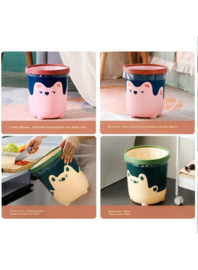 Mengting Creative Trash Can With Press Ring, Large Cartoon Style For Home And Office, Living Room Wastebasket, High Capacity, Green, 9972 - Image 2
