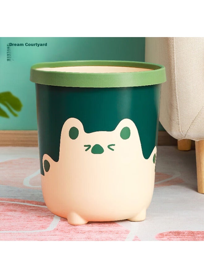 Mengting Creative Trash Can With Press Ring, Large Cartoon Style For Home And Office, Living Room Wastebasket, High Capacity, Green, 9972 - Image 5