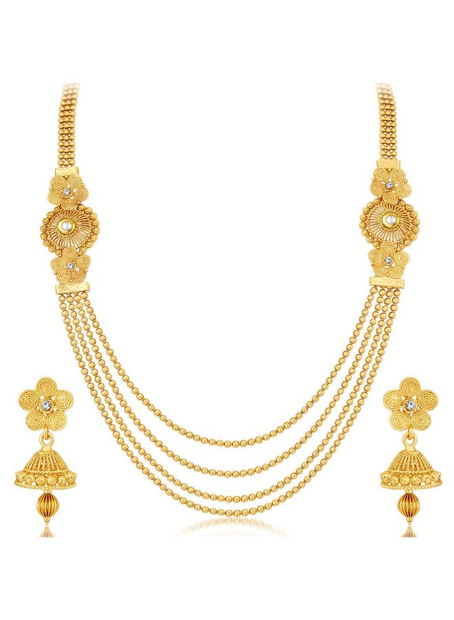 Sukkhi Jalebi Four String Gold Plated Neckalce Set Combo for Women - Image 4