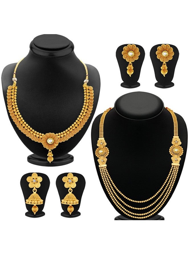Sukkhi Jalebi Four String Gold Plated Neckalce Set Combo for Women - Image 2