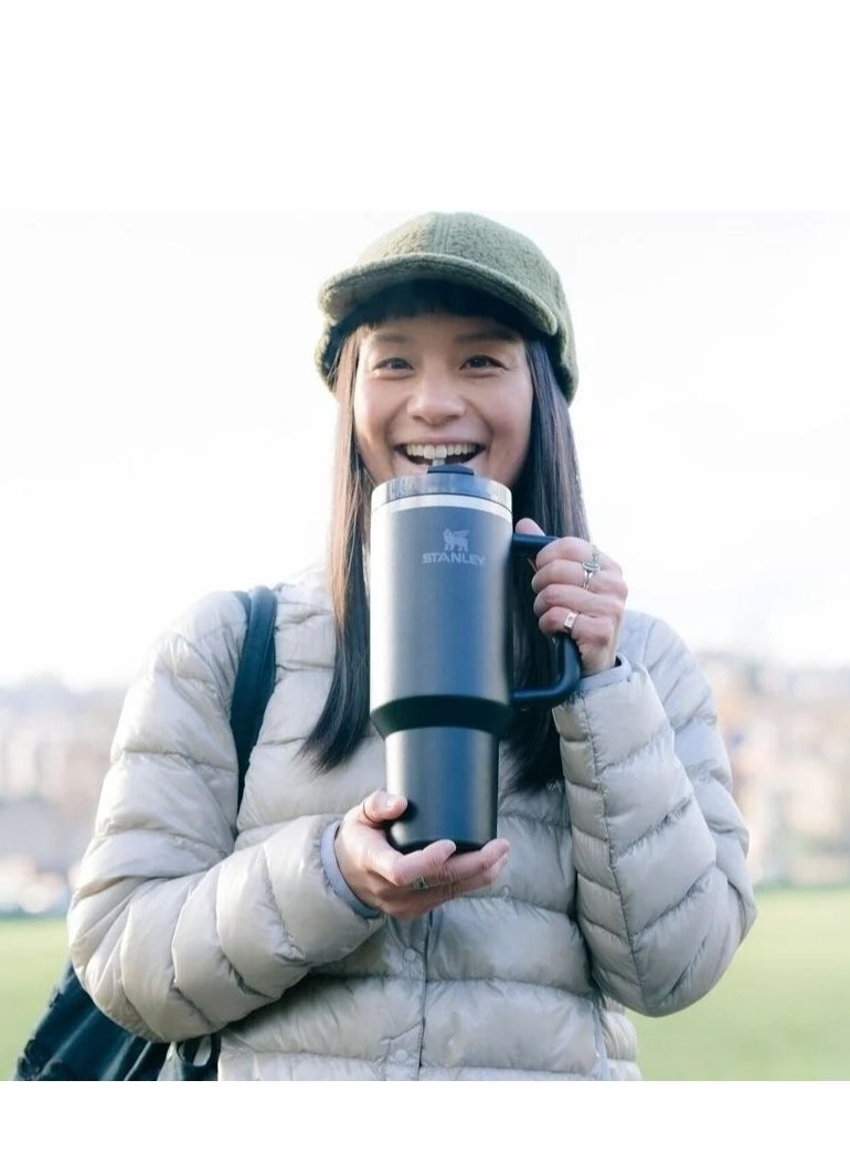 Stanley - Quencher H2.0 FlowState 40oz Vacuum Insulated Tumbler – Black Stainless Steel Travel Mug with Leakproof Lid & Reusable Straw | Double-Walled Insulation Keeps Drinks Hot for 7 Hours or Cold for 24 Hours | Durable, Portable, BPA-Free Hydration Solution for Office, Gym & Travel - Image 1