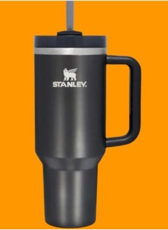 Stanley Quencher H2.0 FlowState Vacuum Insulated Tumbler – 40 oz Black Stainless Steel Travel Mug with Lid & Straw, Double-Walled Leakproof Design, Keeps Drinks Hot/Cold for Hours, Durable & Portable