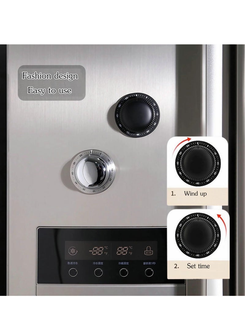 Excefore - Mechanical Kitchen Timer, No Battery Required Magnetic Cooking Timer, Upgraded 60 Minutes Manual Countdown Timer for Cooking and Baking (Black) - Image 1
