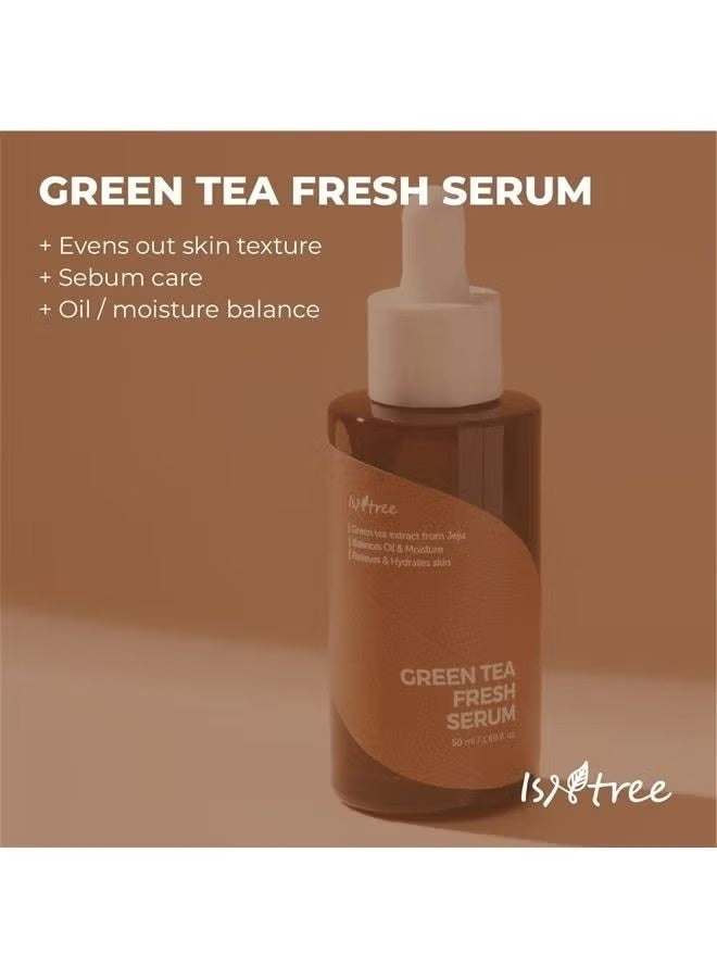 ISNTREE Green Tea Fresh Serum 50ml 1.69 fl.oz | Green tea extract from Jeju | Balances Oil & Moisture | Relieves & Hydrates skin - Image 2