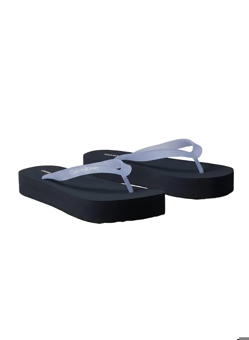 Calvin Klein Cornflower Blue/Light Blue Pearlised Platform Flip Flops for Women | Best Price UAE