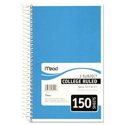Mead 3-Subject Wirebound College Ruled Notebook, 9.5" x 6" - Image 2
