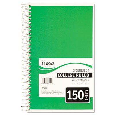Mead 3-Subject Wirebound College Ruled Notebook, 9.5" x 6" - Image 3