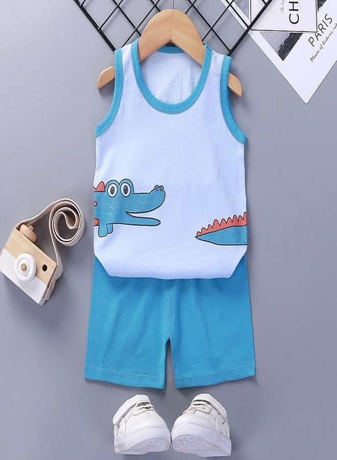 Vagefun Toddler Baby Boy Clothes Cute Animal Tank Tops+Shorts Summer Outfits Lightweight Elastic Cotton Short Sets 2-3T - Image 4