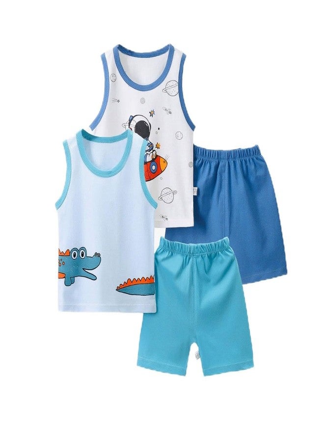 Vagefun Toddler Baby Boy Clothes Cute Animal Tank Tops+Shorts Summer Outfits Lightweight Elastic Cotton Short Sets 2-3T - Image 1