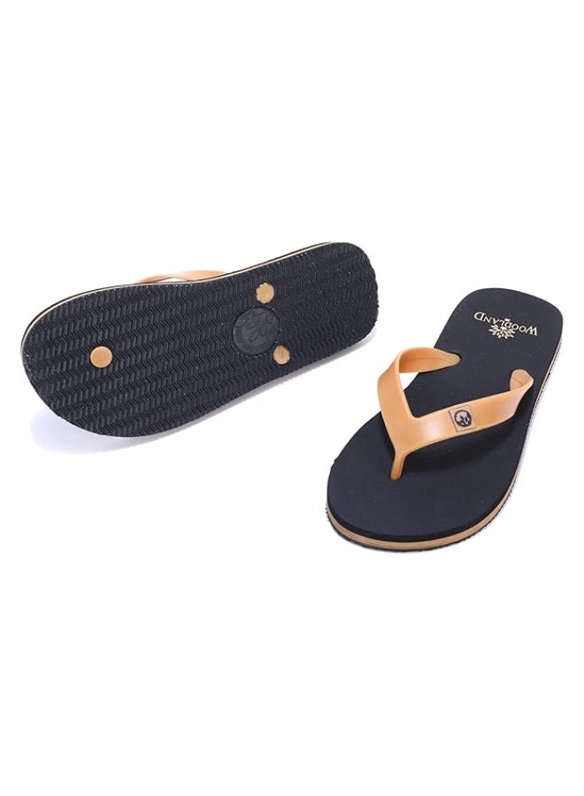 Woodland Solid Casual Slippers | Lightweight Comfortable Outdoor Flip-Flops-CAMEL BLK(colour shade may vary) - Image 2