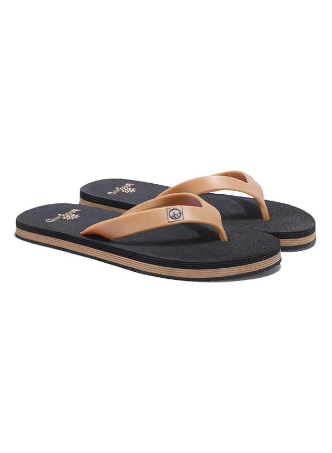 Woodland Solid Casual Slippers | Lightweight Comfortable Outdoor Flip-Flops-CAMEL BLK(colour shade may vary) - Image 1