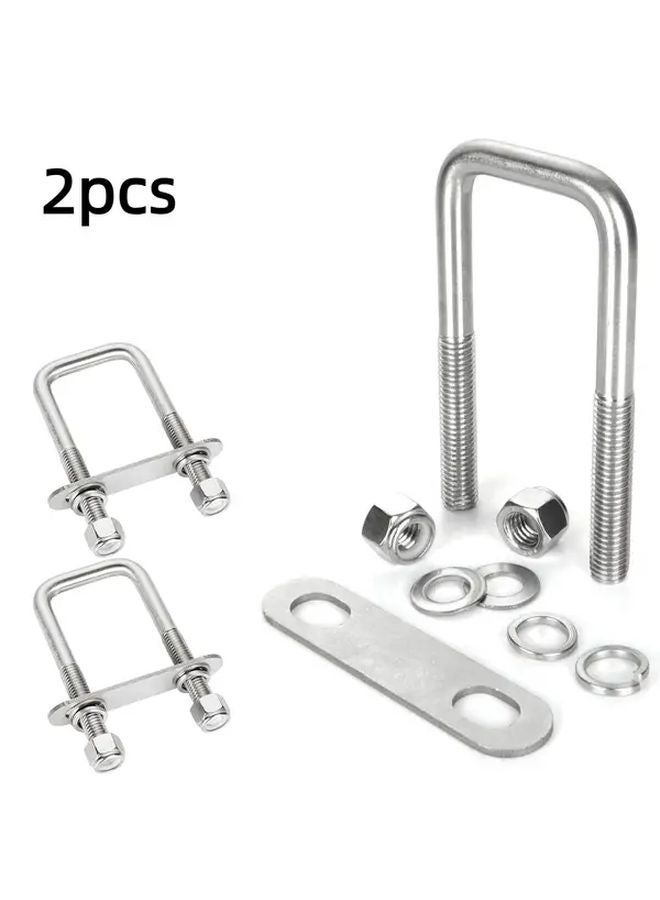 M8x50x60 U Bolts 2pcs Galvanized Steel Fixing Buckle Right Angle U Card - Image 2