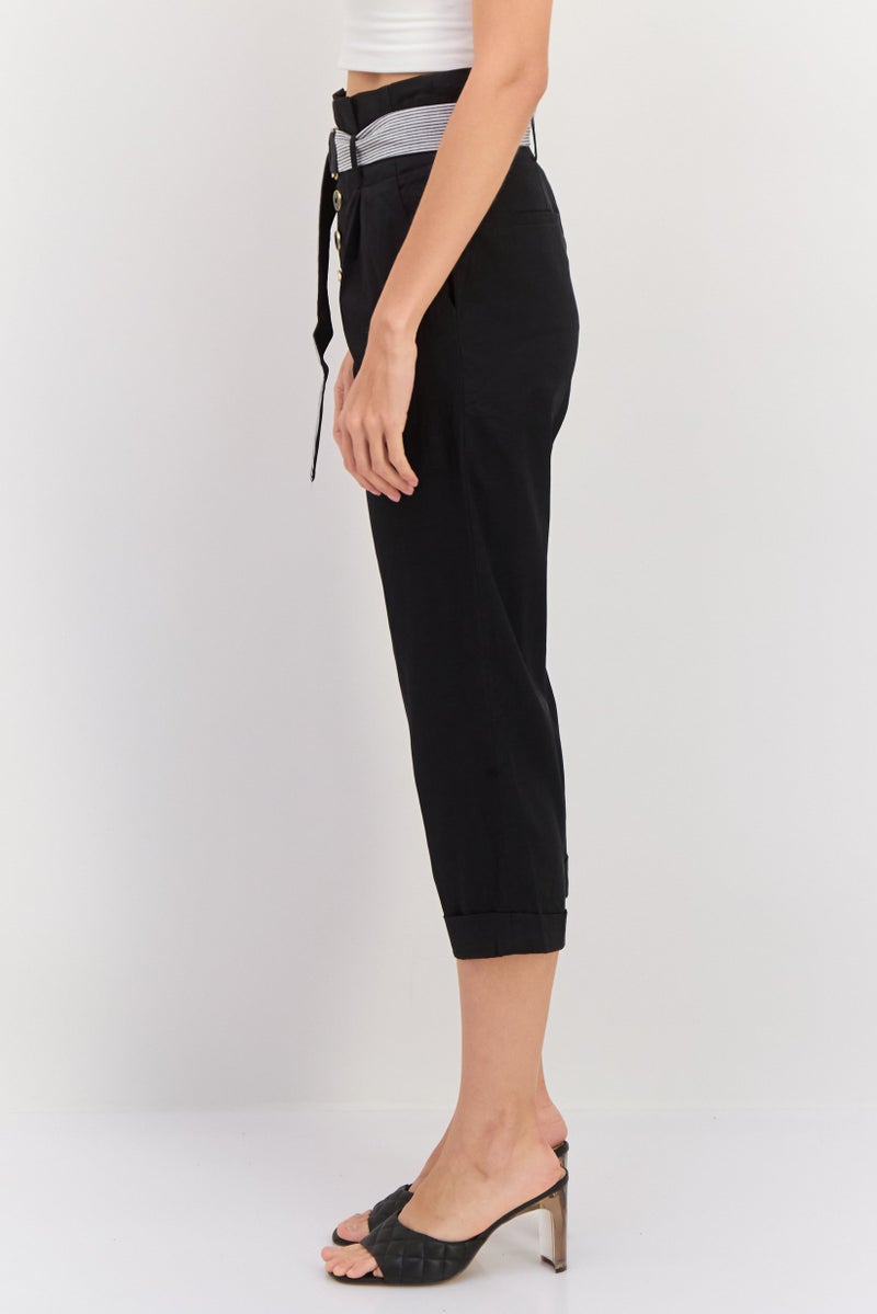 ONLY سروال كابري نسائي بقصة عادية، أسود - Image 2