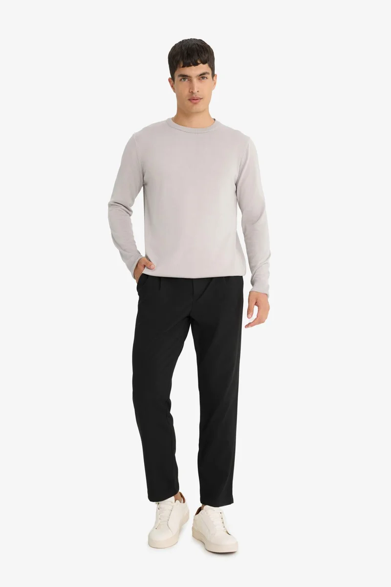 ديفاكتو Regular Fit Crew Neck Basic Premium Knit Pullover
