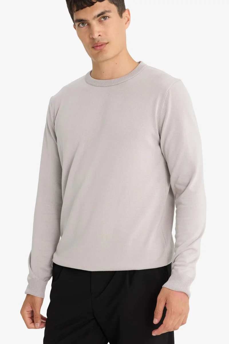 ديفاكتو Regular Fit Crew Neck Basic Premium Knit Pullover