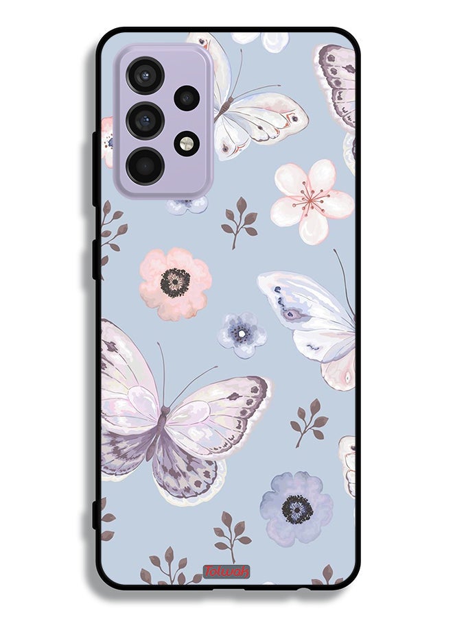 Tolwak Samsung Galaxy A52 4G Protective Case Cover Butterflies And Flowers - Image 1
