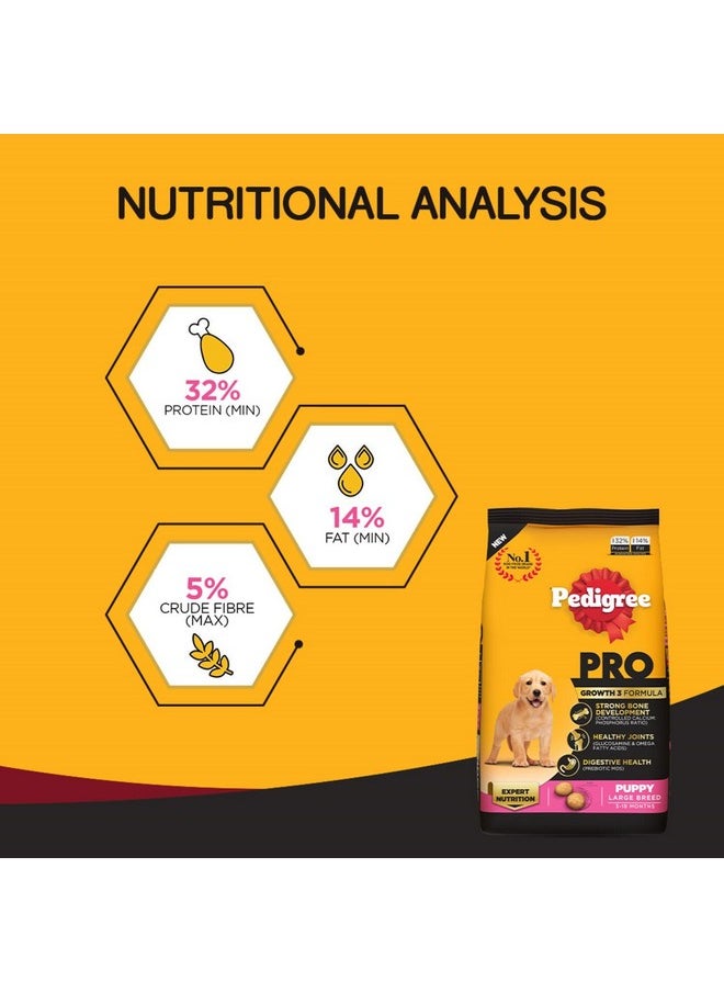 Pedigree - Pro Puppy, Large Breed (3-18 Months) Dry Dog Food, 3 Kg Pack, Chicken - Image 1