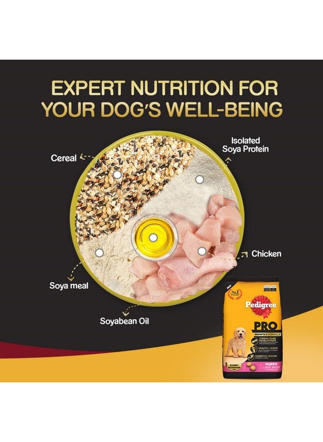 Pedigree - Pro Puppy, Large Breed (3-18 Months) Dry Dog Food, 3 Kg Pack, Chicken - Image 1