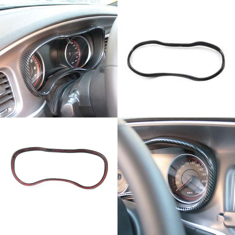 crosselec Carbon Fiber Dashboard Meter Panel Frame Cover Trim Interior Decoration Accessories for Dodge Charger 2015-2021 (Black) - Image 4