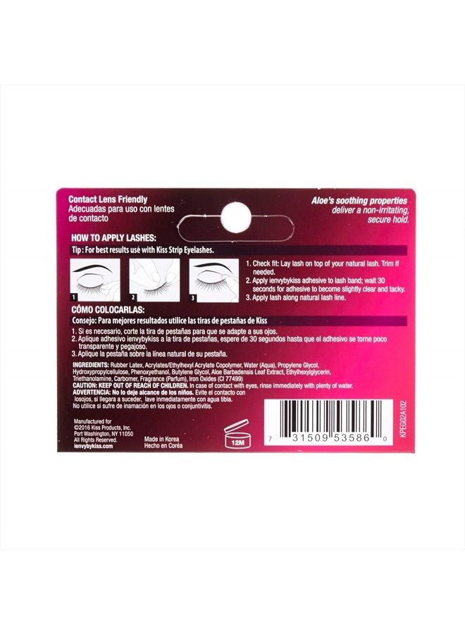 Kiss I Envy Strip Eyelash with Aloe Adhesive Black 0.25oz (3 Pack) - Image 3