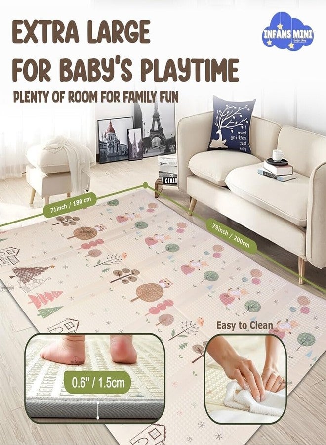 Infans Mini Play Mat for Babies Double Sided Water Proof Padded Soft Foam Playmat for Babies, BPA Free Learning & Crawling Foldable Large Foam Mat (6.5x5 ft, 0.65cm Thickness) City Print Multicolour - Image 4