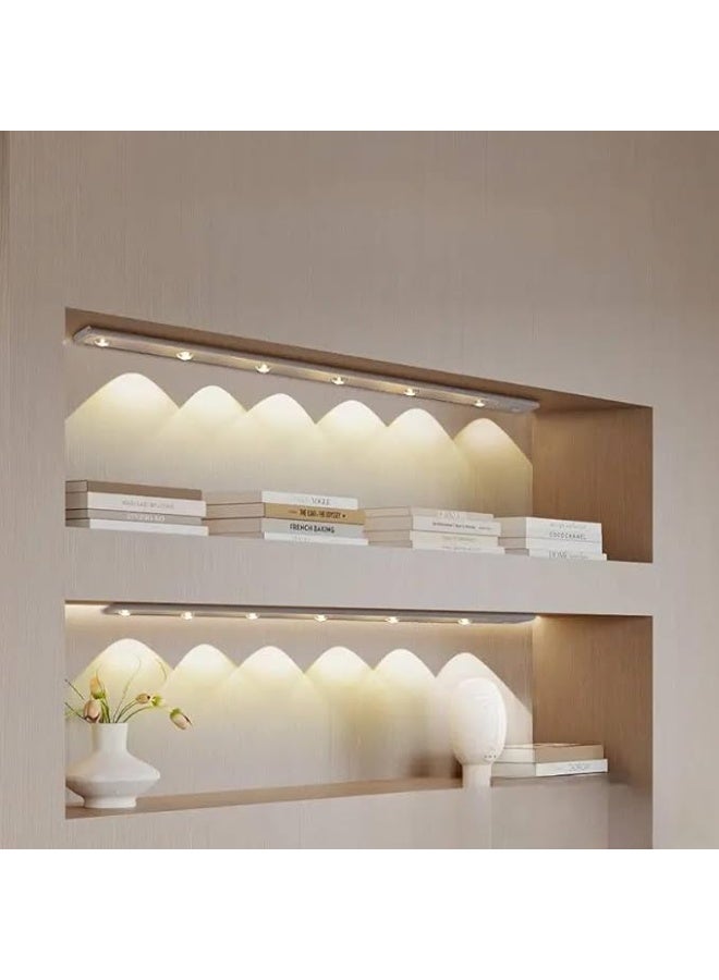 مصباح LED يعمل بمستشعر حركة أسفل الخزانة، تصميم مسار خطي، فضي، 5 مصابيح - Image 5